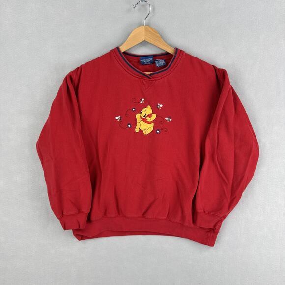 Disney Other - Vintage Disney Sweatshirt Men XL Red Winnie The Pooh Embroidered Fleece Pullover